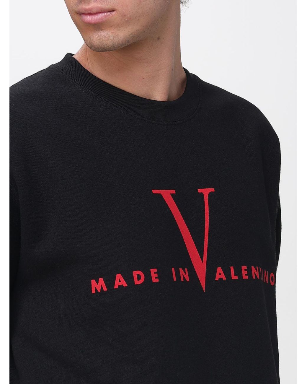 Valentino Blue Cotton Crewneck Sweatshirt With Logo for men