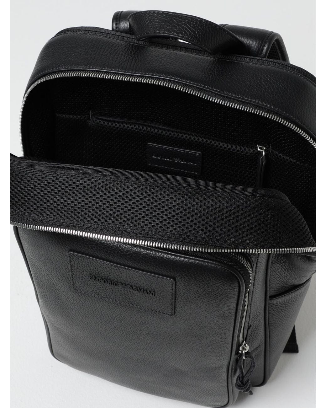 Emporio Armani Black Grained Calfskin Bag for men