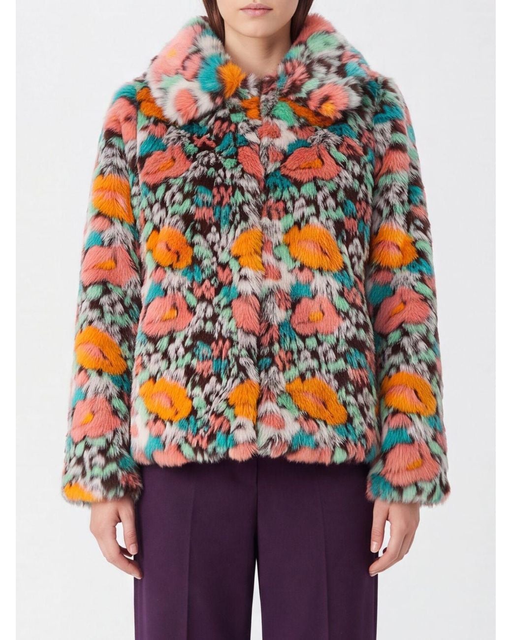 Farm Rio Multicolor Fur Coat