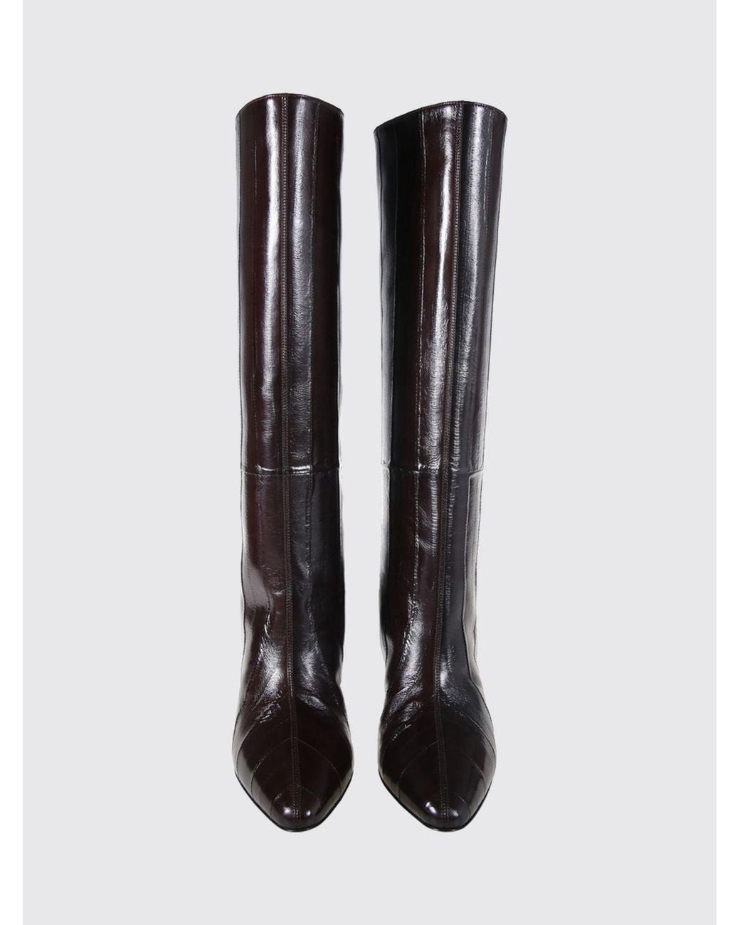 Herbert Levine Black Stiletto Heel Embossed Leather Knee-High Boots
