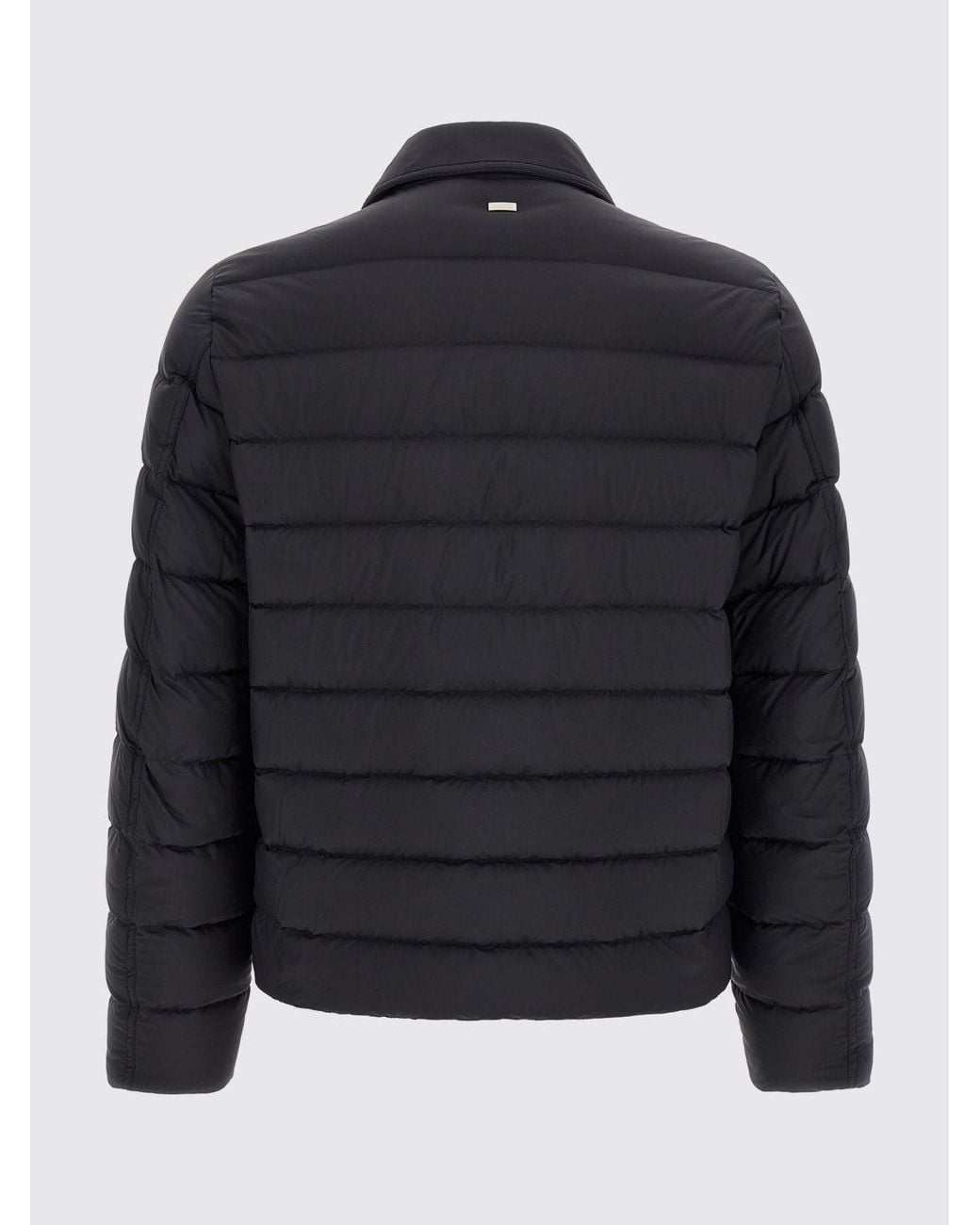 Herno Black Short Quilted Nylon Puffer Jacket With Classic Collar for men