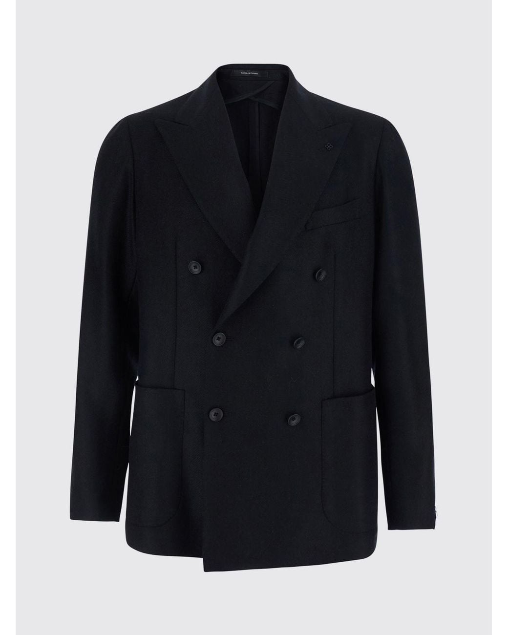 Tagliatore Black Double-Breasted Wool And Cashmere Blazer With Peak Lapels for men