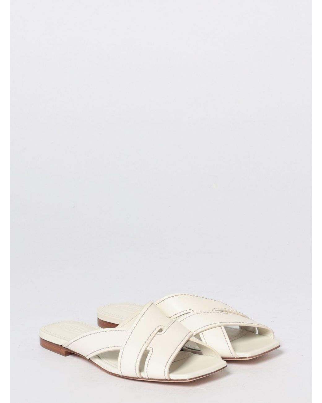 Tod's White Leather Slippers