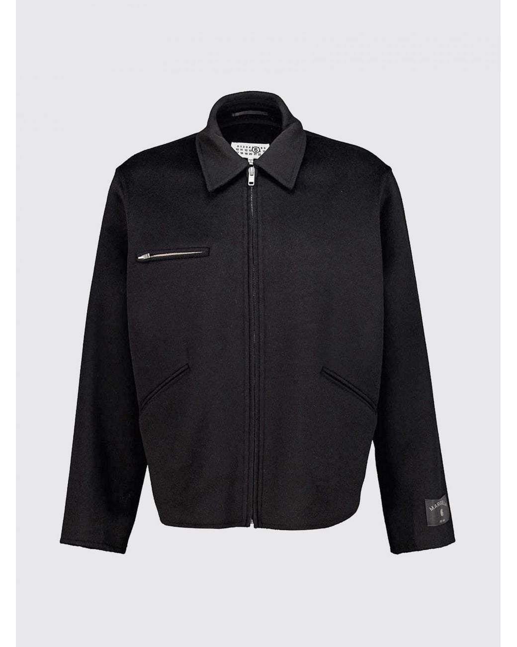 MM6 by Maison Margiela Black Pure Wool Shirt Jacket With Zip Closure for men