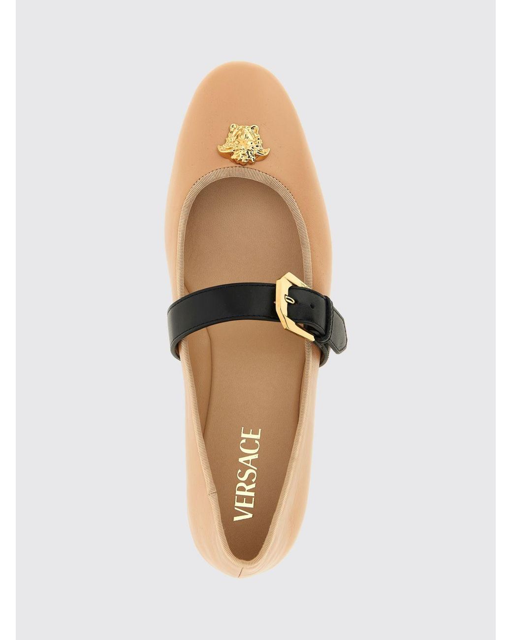 Versace White Nappa Ballerina Flats
