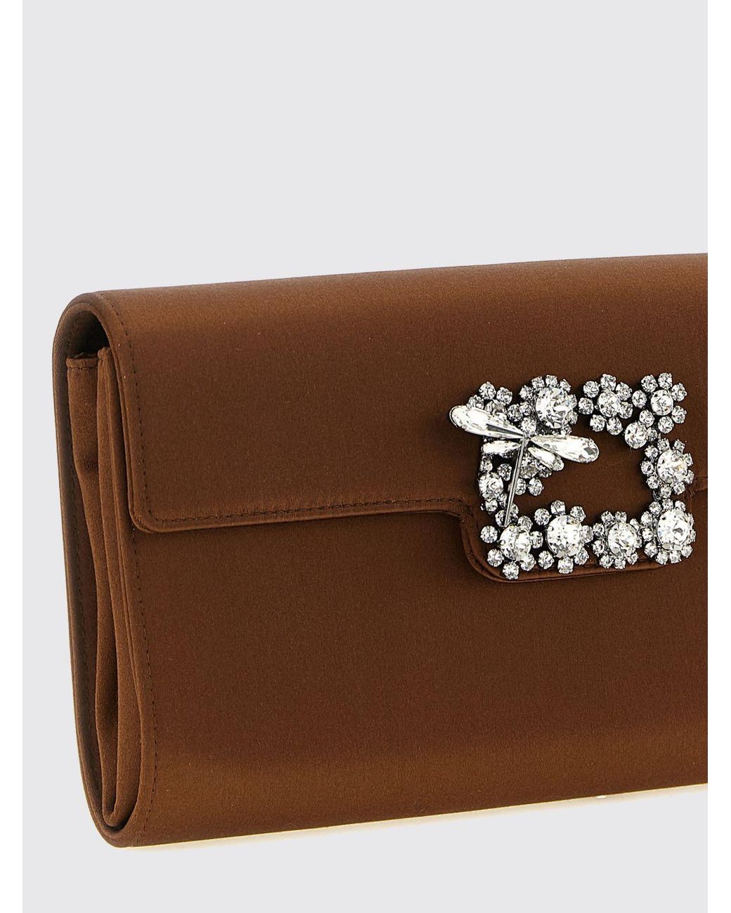 Roger Vivier Brown Mini Satin Bucket Bag With Jewel Buckle