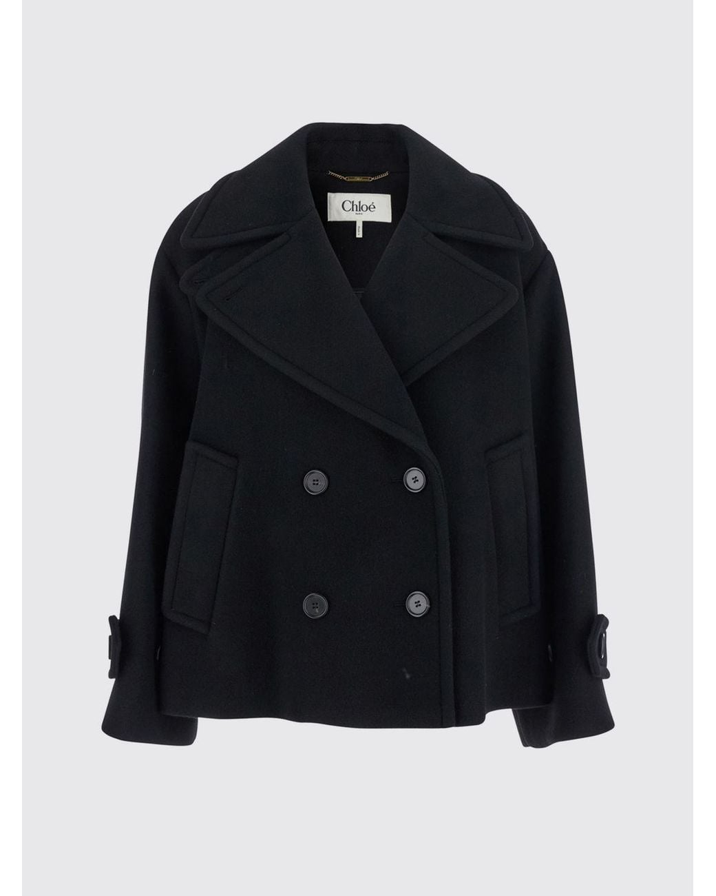 Chloé Blue ChloÉ Double-Breasted Wool Blend Pea Coat With Dropped Shoulders