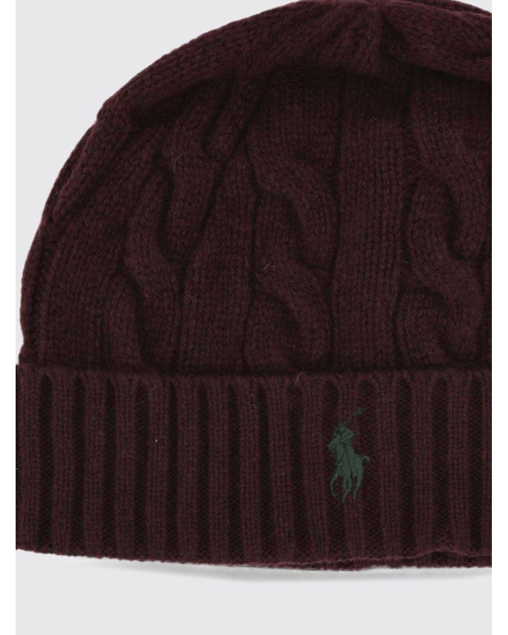 Polo Ralph Lauren Red Wool And Cashmere Blend Beanie With Contrast Pony Logo for men