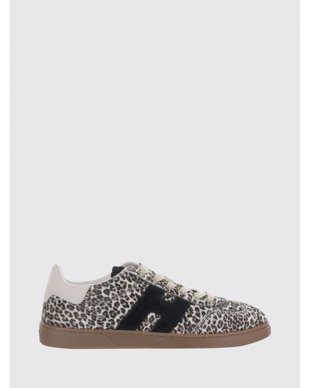 Hogan White Cool Animal Print Pony Hair Trainers With Side H Logo