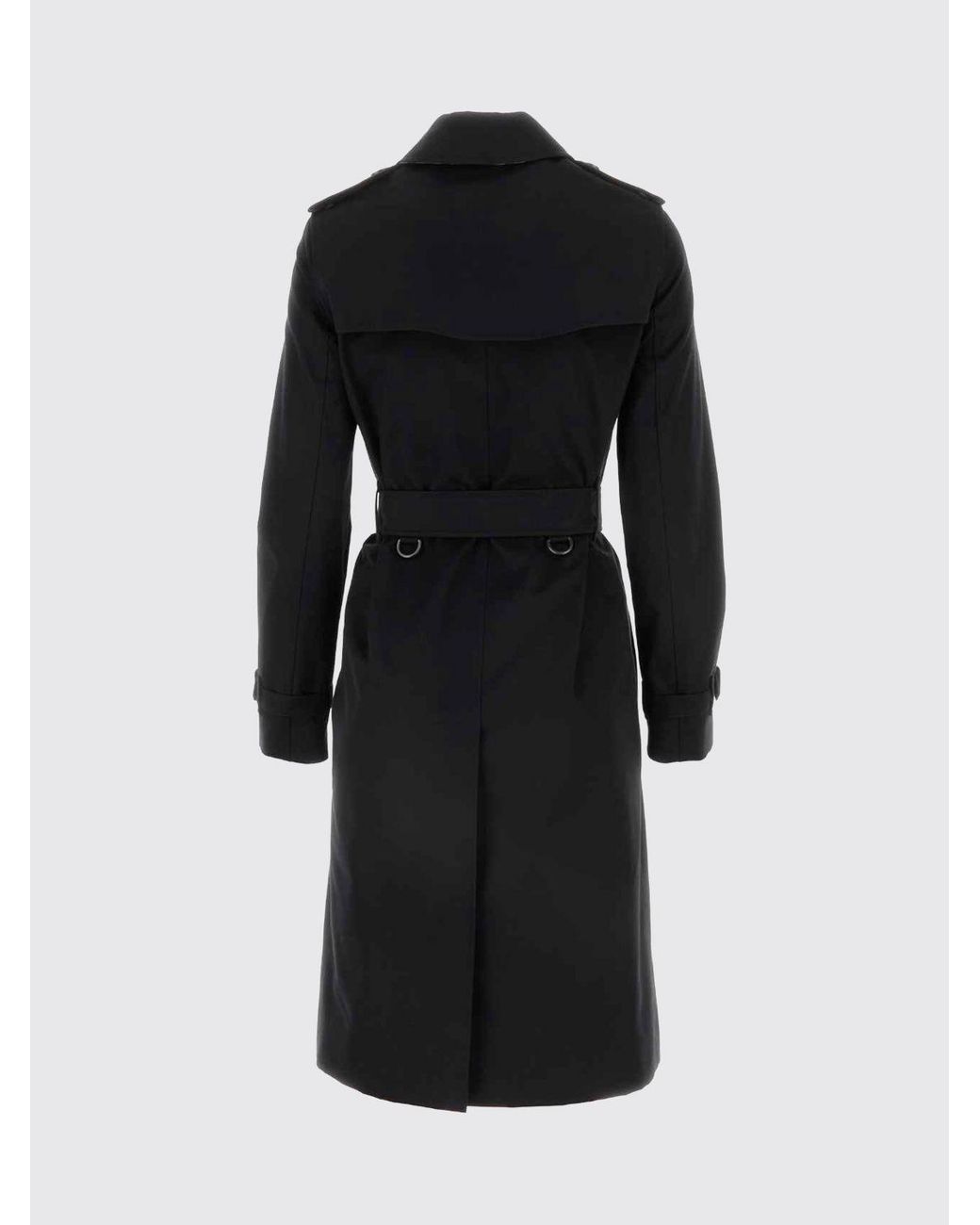 Burberry Blue Knee-Length Double-Breasted Cotton Trench Coat With Belt And Epaulettes