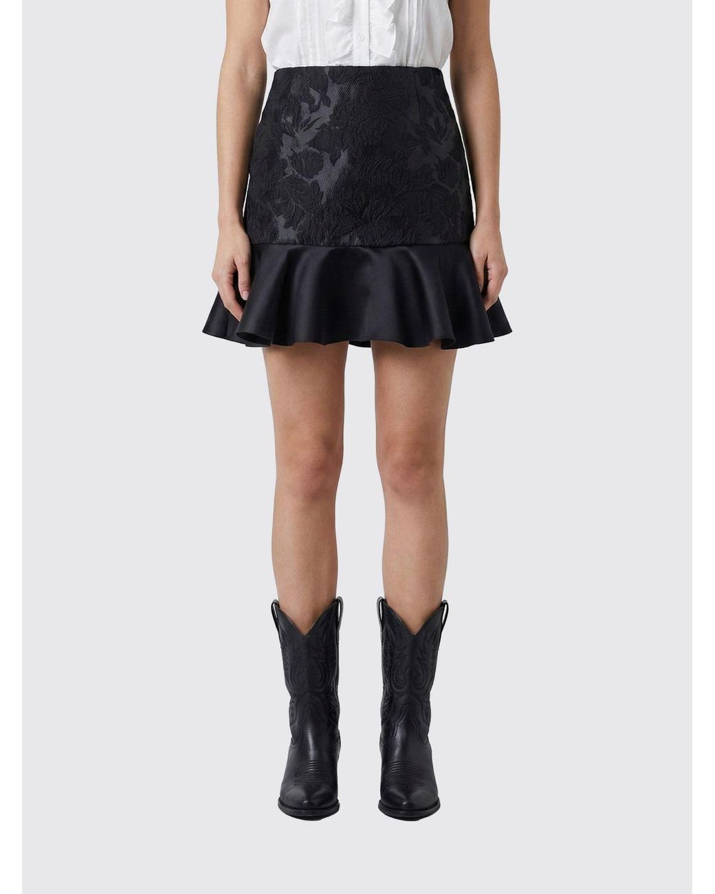 Ganni Black Crêpe Mini Skirt