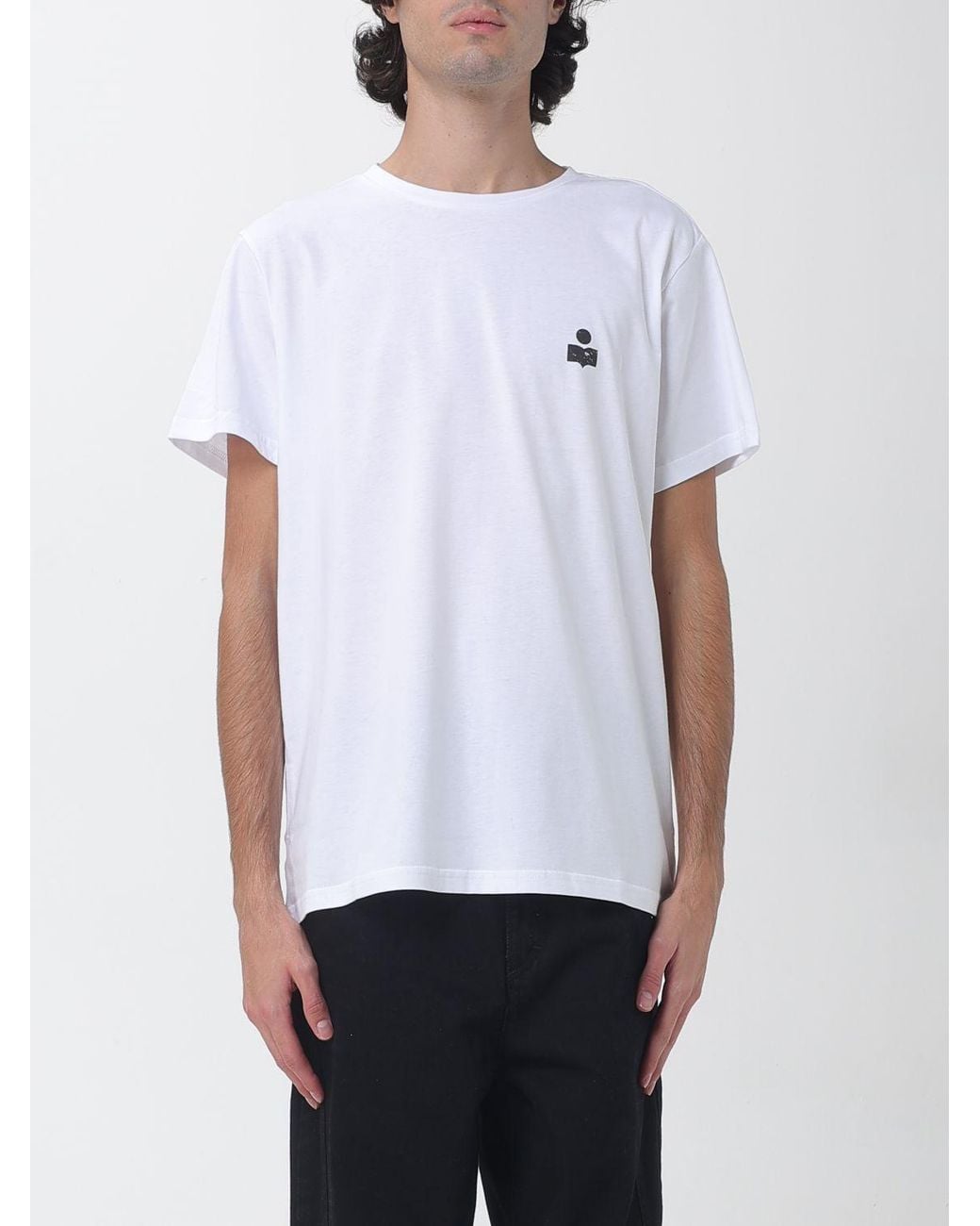 Isabel Marant White Slim Fit Cotton Crew-Neck T-Shirt With Contrast Logo for men