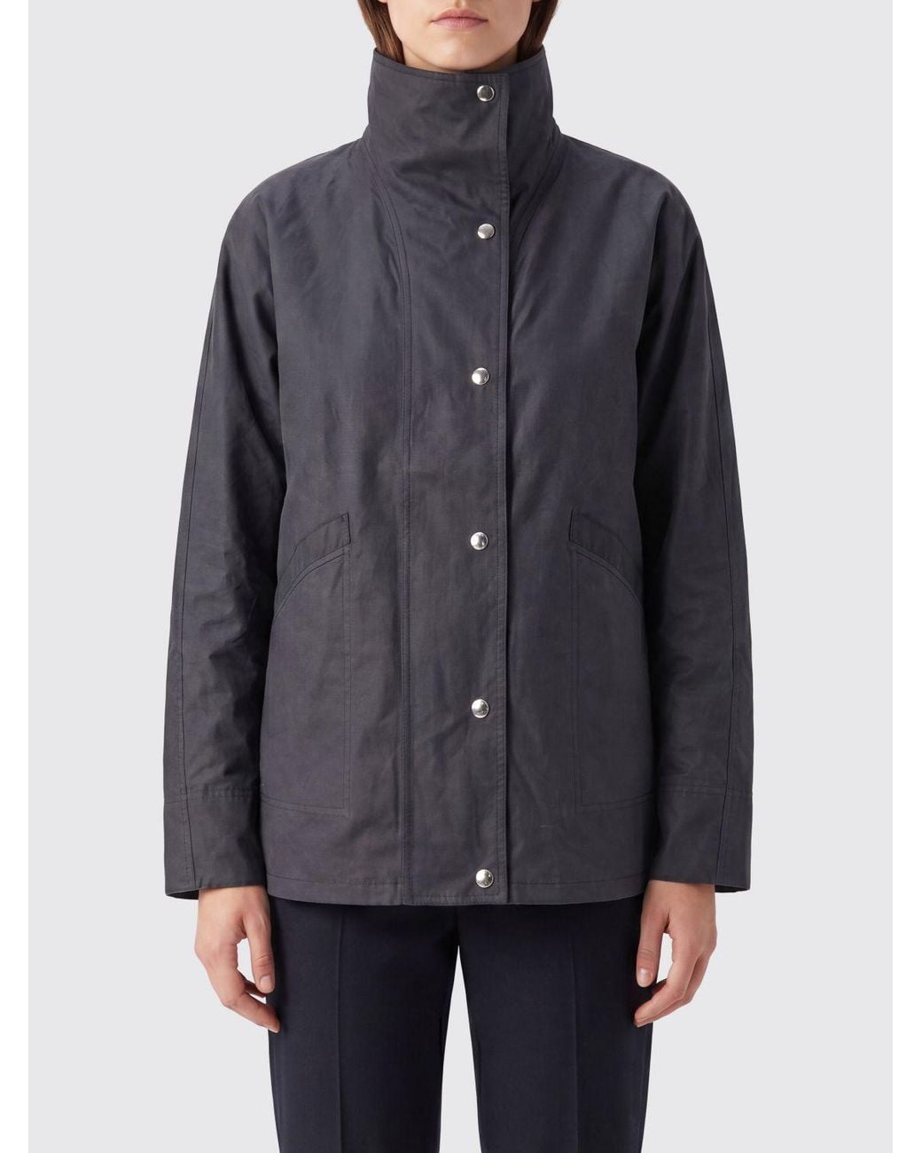Totême Gray Parachute Water-Repellent Technical Fabric Jacket With High Neck