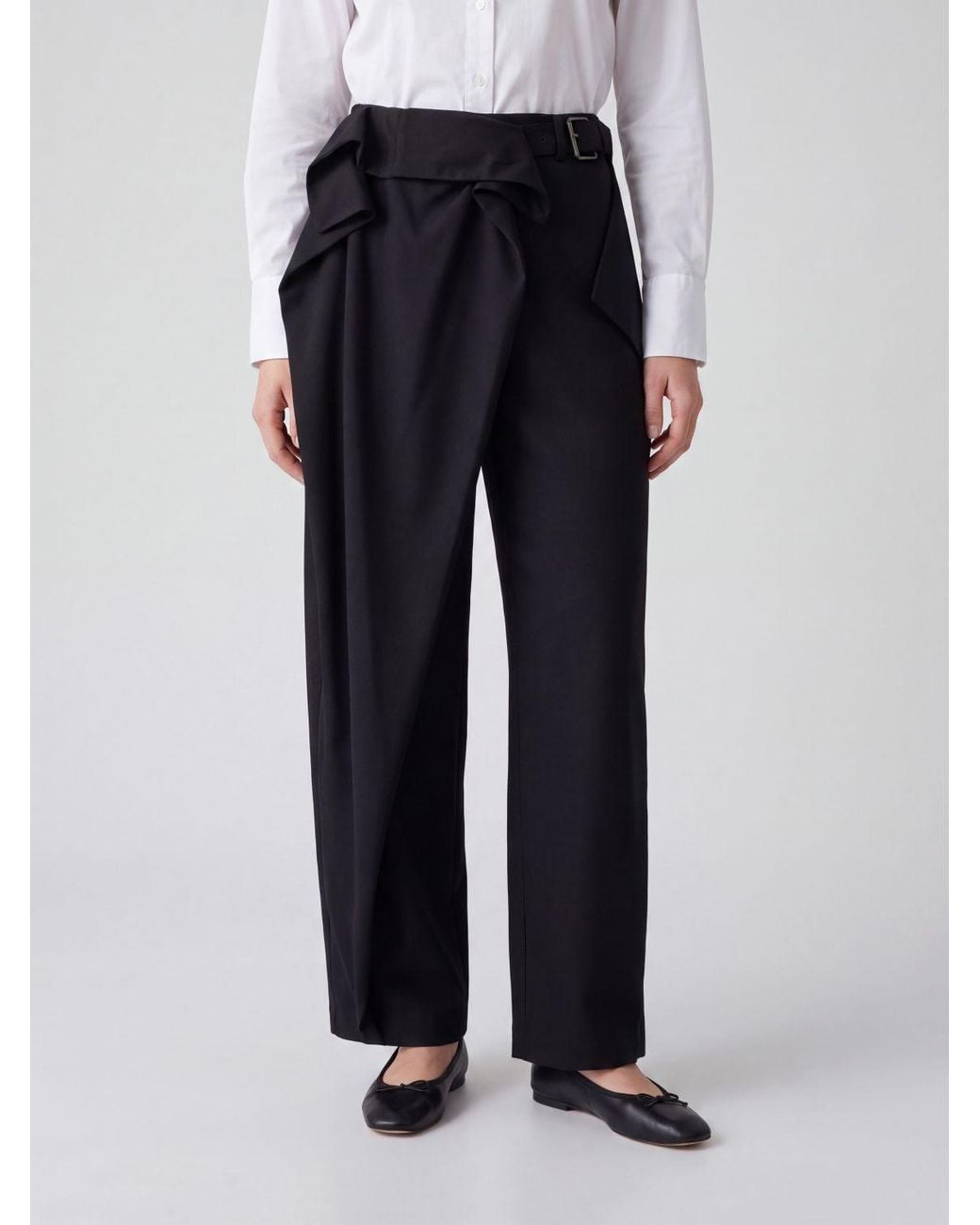 J.W. Anderson Black High-Waisted Wool Wide-Leg Tailored Trousers