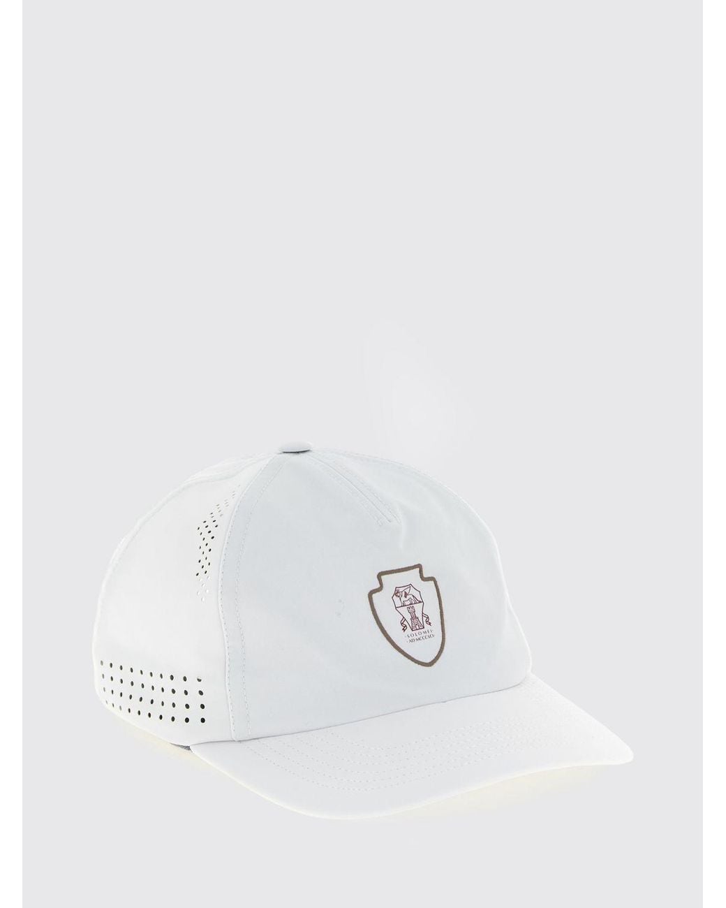 Brunello Cucinelli White Nylon Baseball Cap With Contrast Logo And Rigid Visor for men