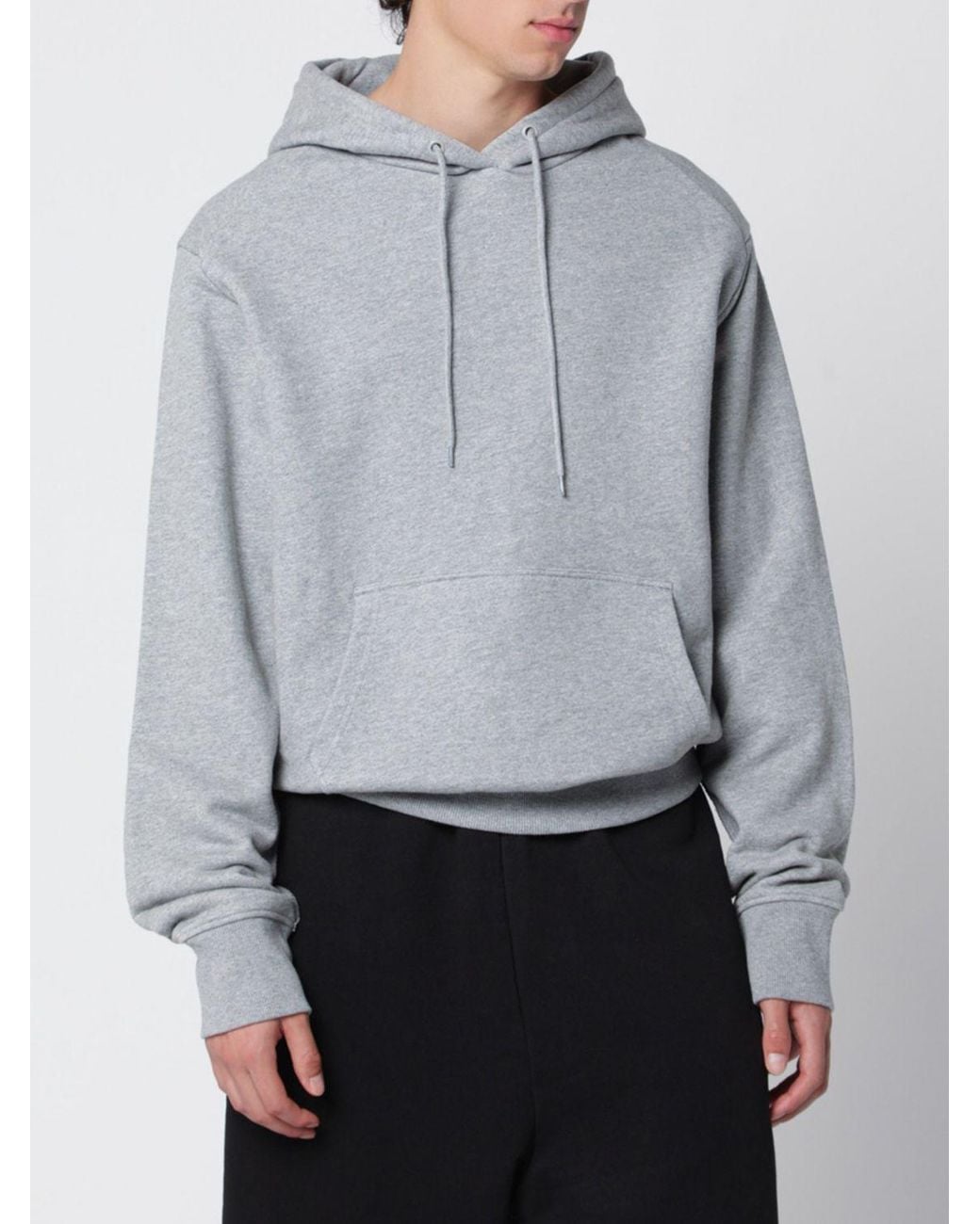 Entire studios Gray Oversized Cotton Hoodie With Kangaroo Pocket for men