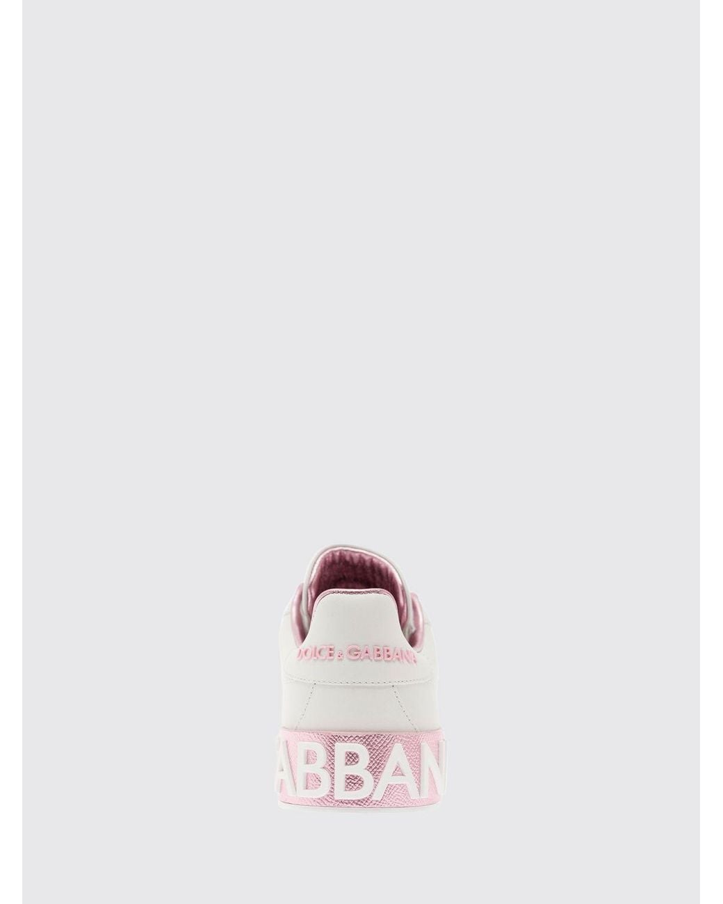 Dolce & Gabbana White Dolce &Amp Gabbana Portofino Calfskin Trainers With Logo And Details