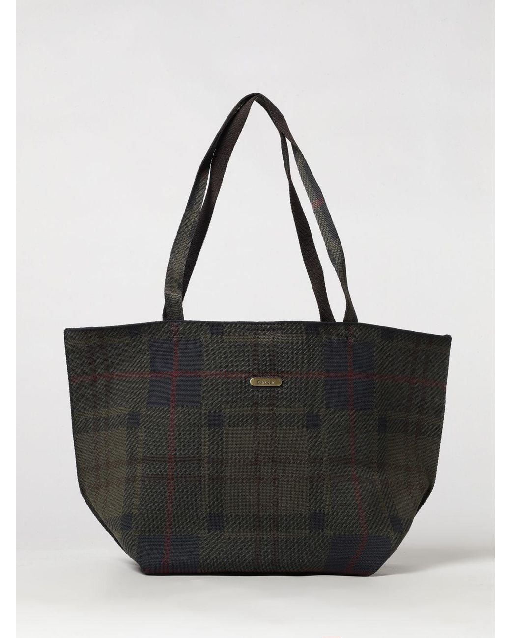 Barbour Black Layla Large Tartan Polyester Tote With Removable Pouch