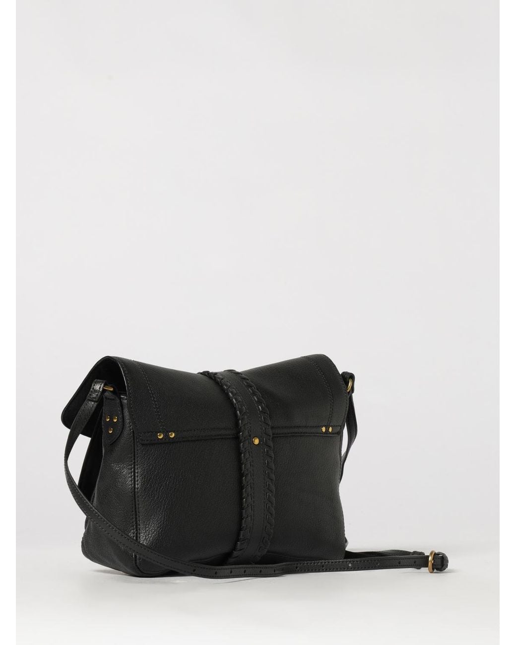 Jérôme Dreyfuss Black Harry Medium Grained Leather Crossbody Bag With Flap Closure