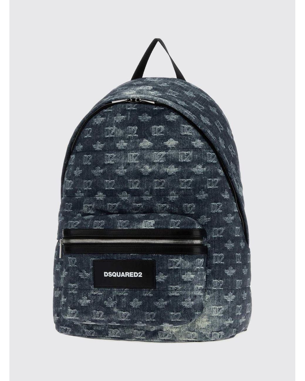 DSquared² Blue D2 Denim Backpack With Embroidered Logo And External Pocket for men