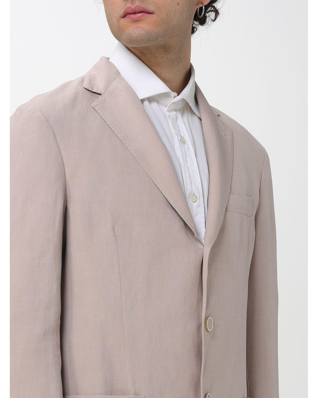 Eleventy Natural Single Breasted Linen Blend Blazer for men