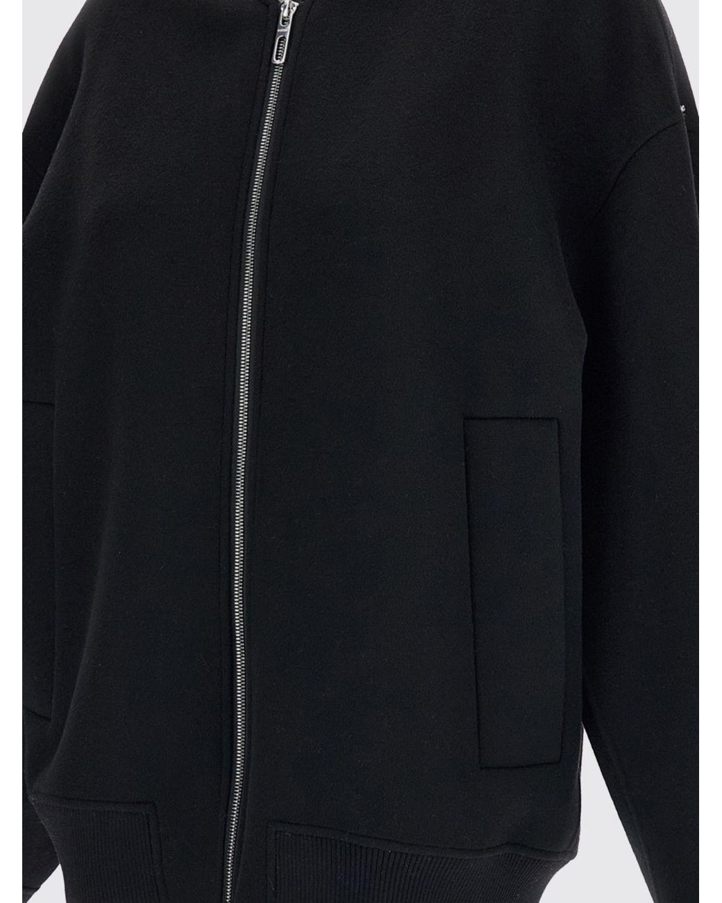Sportmax Blue Cropped Pure Virgin Wool Bomber Jacket With Contrast Logo