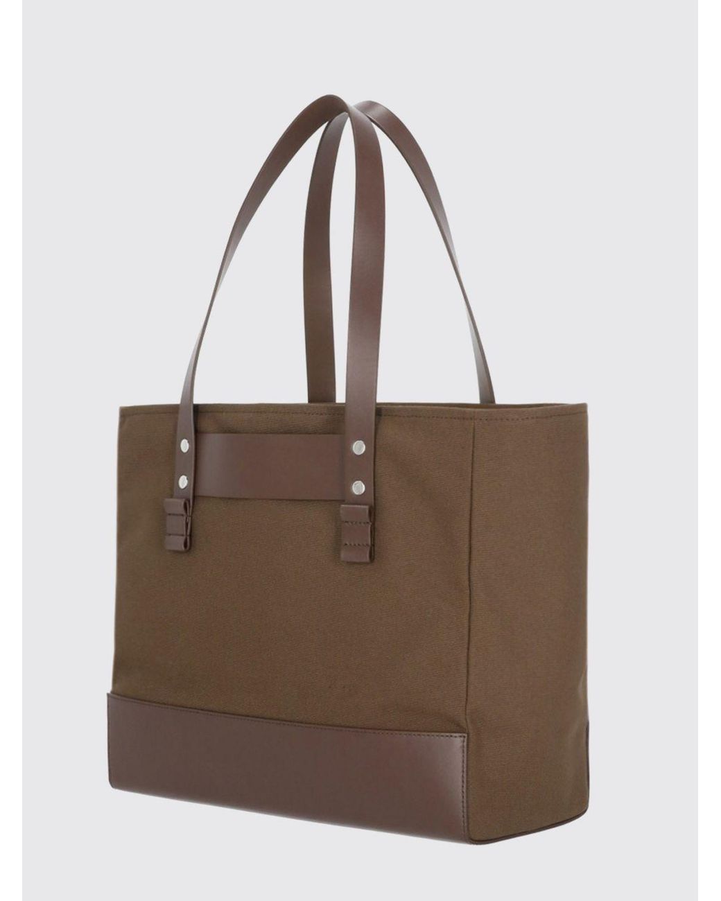 Marni Brown Cotton Tote Bag With Double Handle And Contrasting Leather Inserts for men