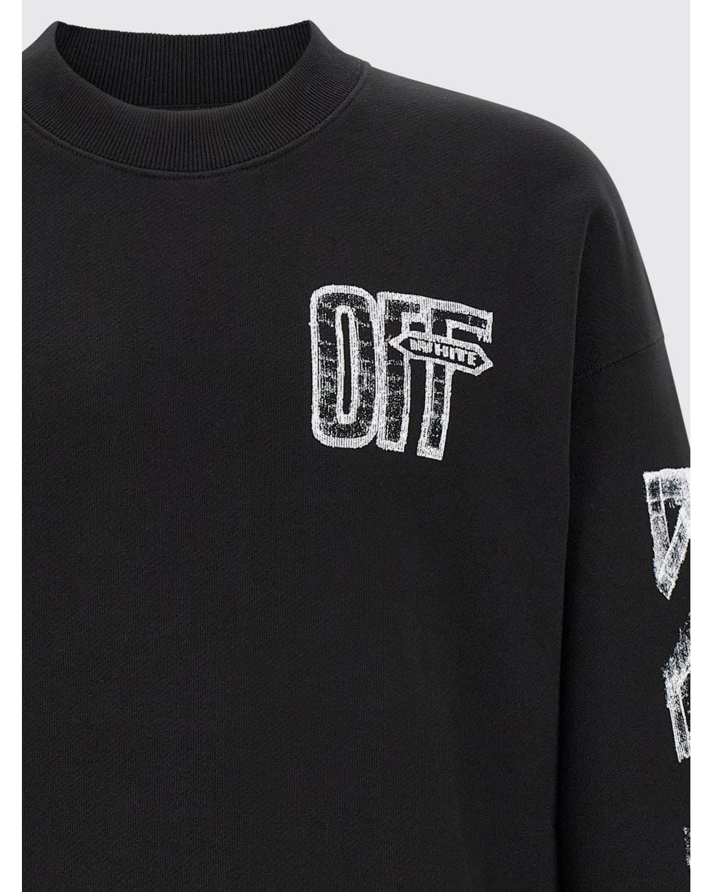 Off-White c/o Virgil Abloh Black Diagonals Print Cotton Crewneck Sweatshirt With Back Arrow Logo for men