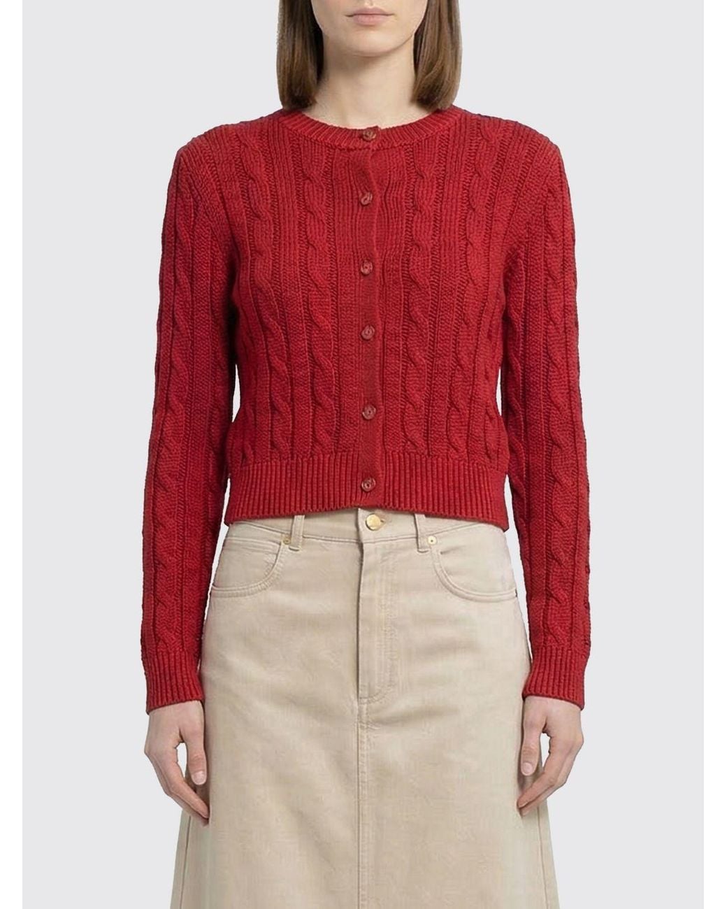 Ralph Lauren Red Crew-Neck Cardigan