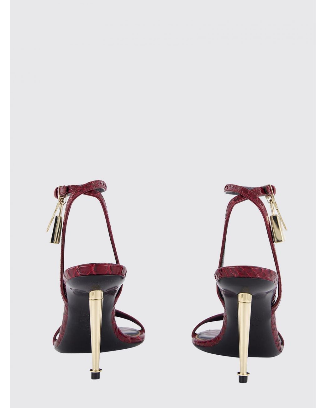 Tom Ford Pink Padlock Python Print Leather Sandals