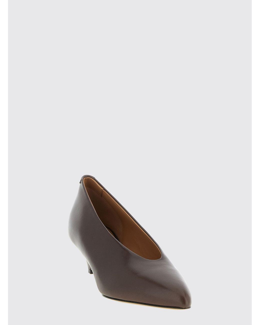 Jil Sander Brown Arc Calf Leather Pumps With Low Sculptural Heel