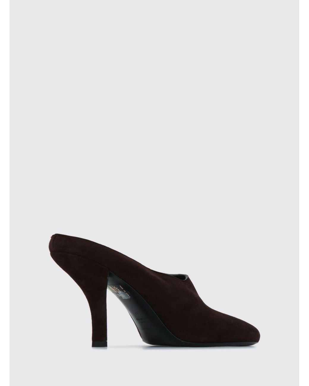 Totême Black Suede Sheepskin Mules With Round Toe And Stiletto Heel
