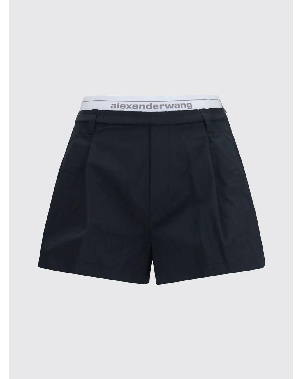 Alexander Wang Blue Cotton-Blend Shorts With Logo Elastic Waistband