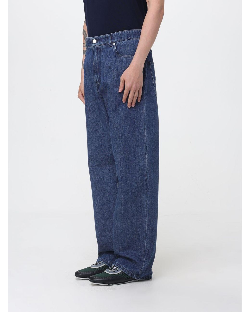 Fendi Blue Wide-Leg Cotton Denim Jeans for men