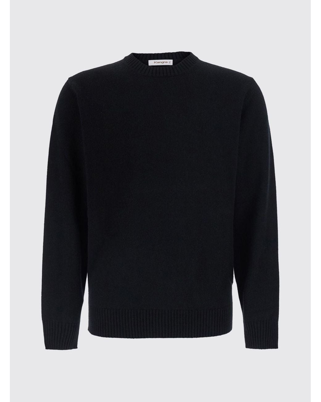 Kangra Blue Wool And Cashmere Blend Crewneck Sweater With Ribbed Trims for men