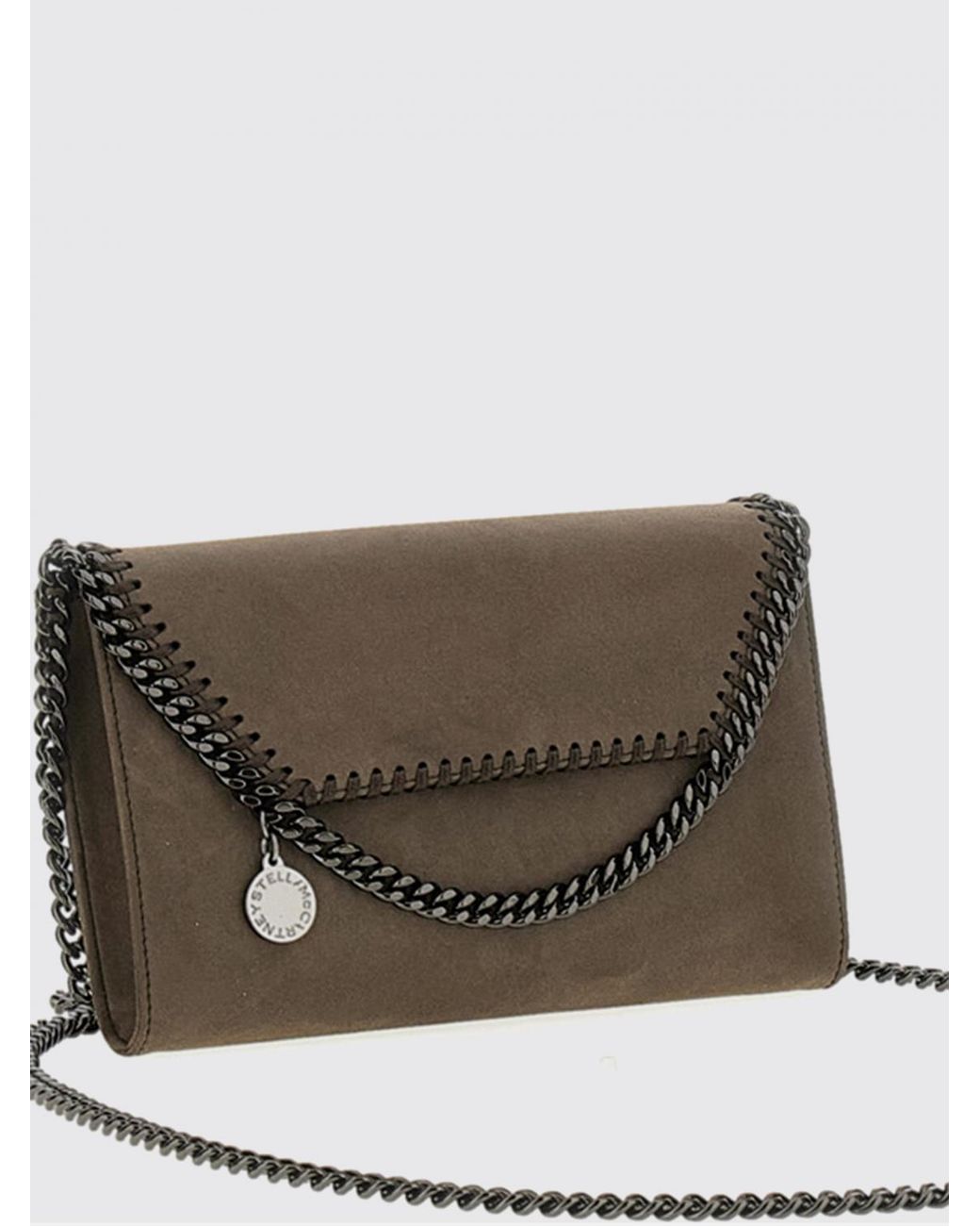 Stella McCartney Gray Falabella Eco Alter Mat Wallet On Chain With Chain Strap