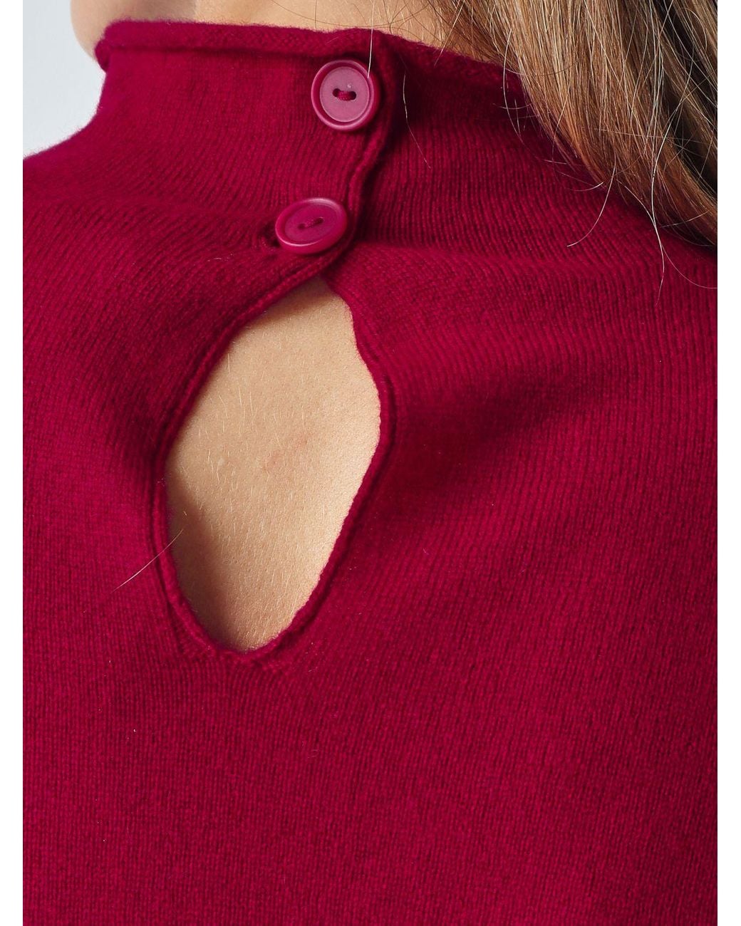 Max Mara Red Wool And Cashmere Roll Neck Jumper With Dropped Shoulders
