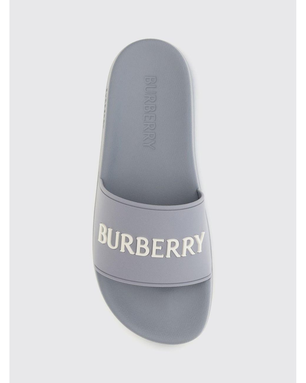 Burberry White Rubber Slides With Contrasting Lettering Logo for men