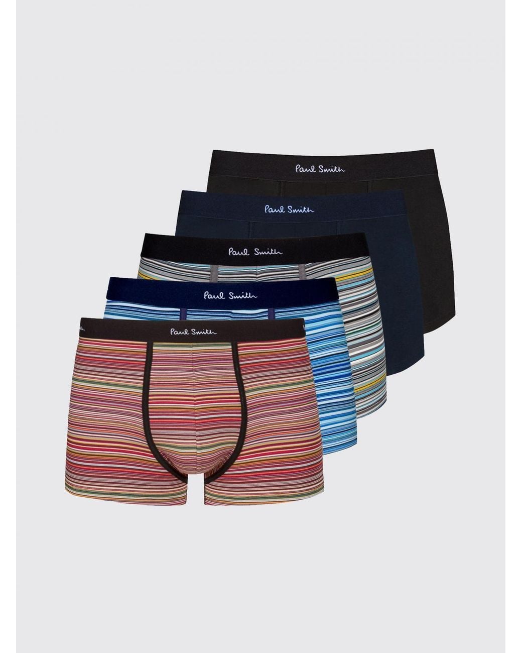 Paul Smith Blue Set Of 5 Striped Cotton Boxers for men