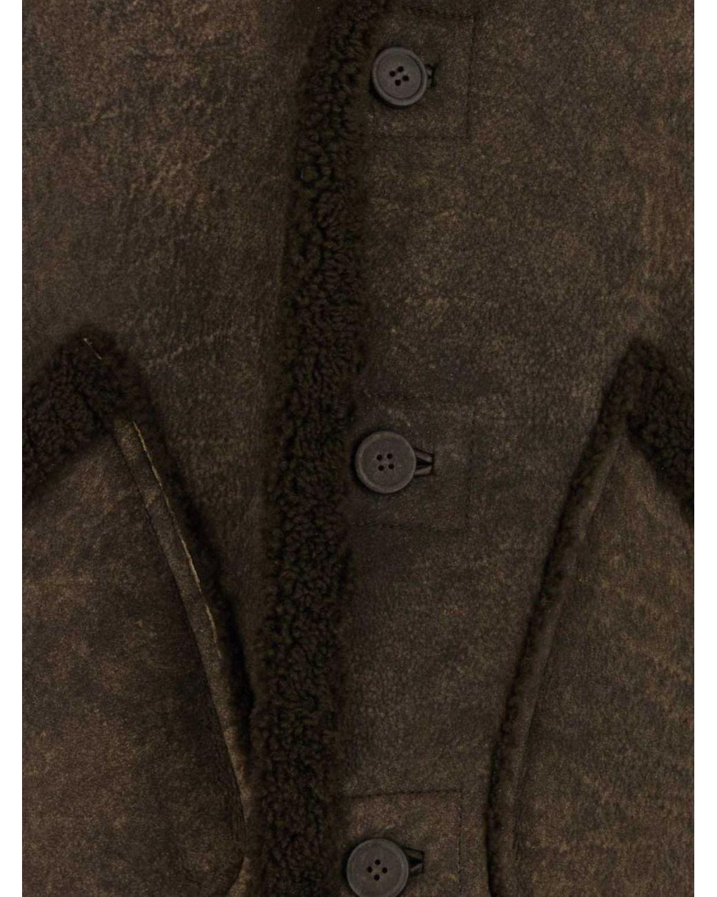 Giorgio Armani Brown Short Suede Lamb Shearling Jacket With Fur Collar for men