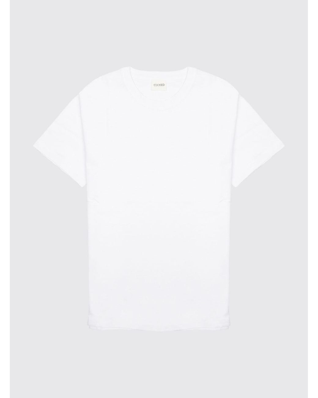 Closed White Crew Neck Cotton T-Shirt With A Straight Hem And Regular Shoulders for men