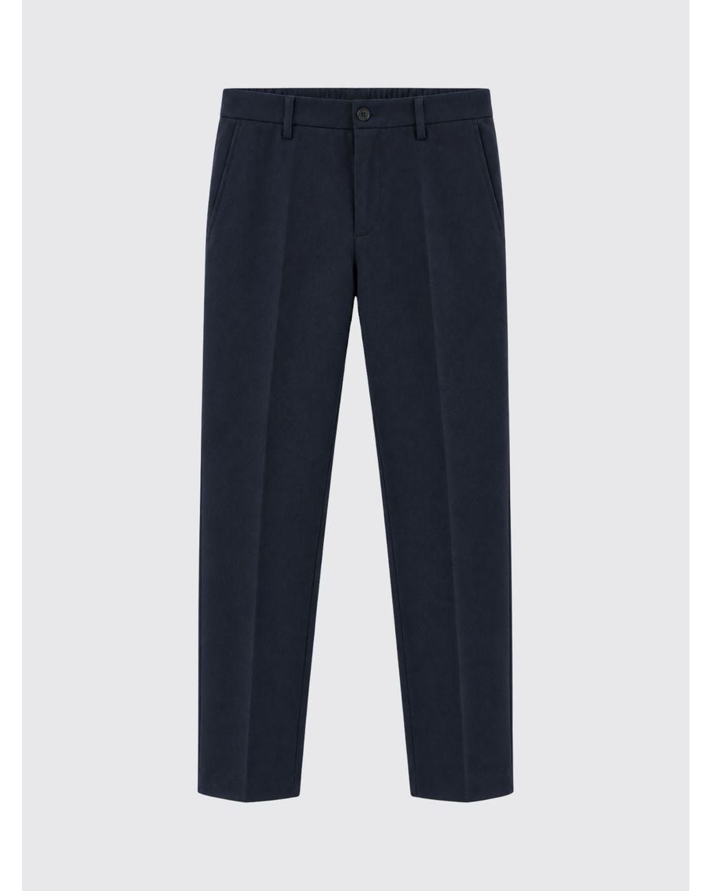 Seventy Blue Straight Cut Wool And Cotton Blend Chino Trousers With Pleats for men