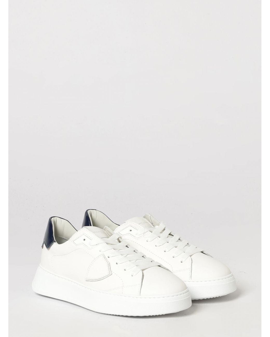 Philippe Model White Temple Low Smooth Calfskin Low-Top Sneakers With Shield Logo for men