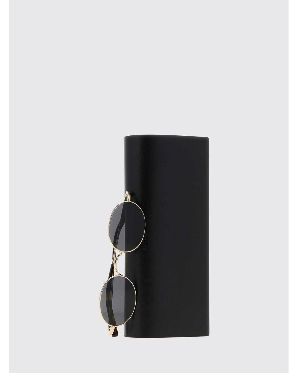 Saint Laurent White Oval Metal Sunglasses With Dark Lenses And Engraved Logo for men