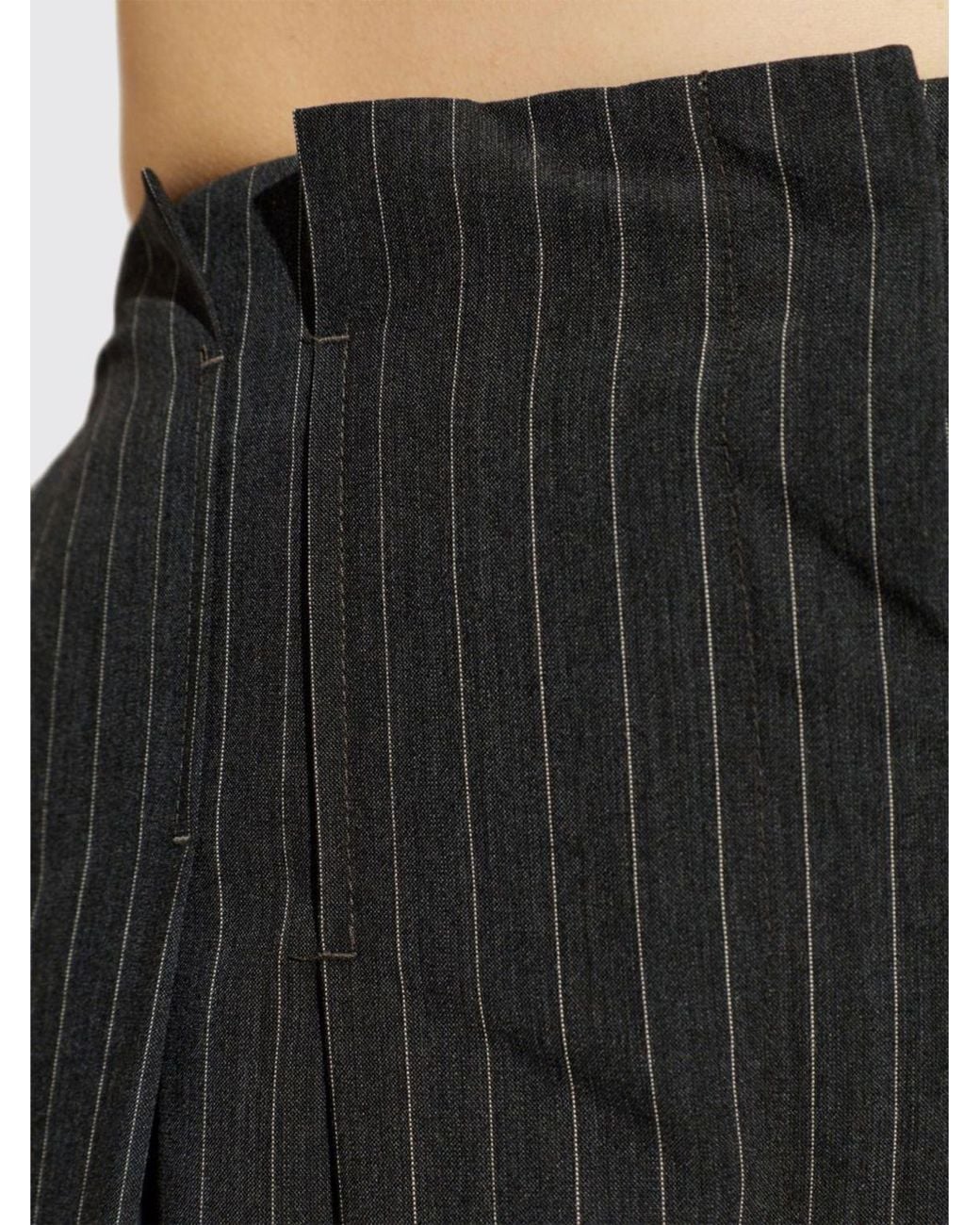 IRO Black High-Waisted Wool Palazzo Trousers With Welt Pockets