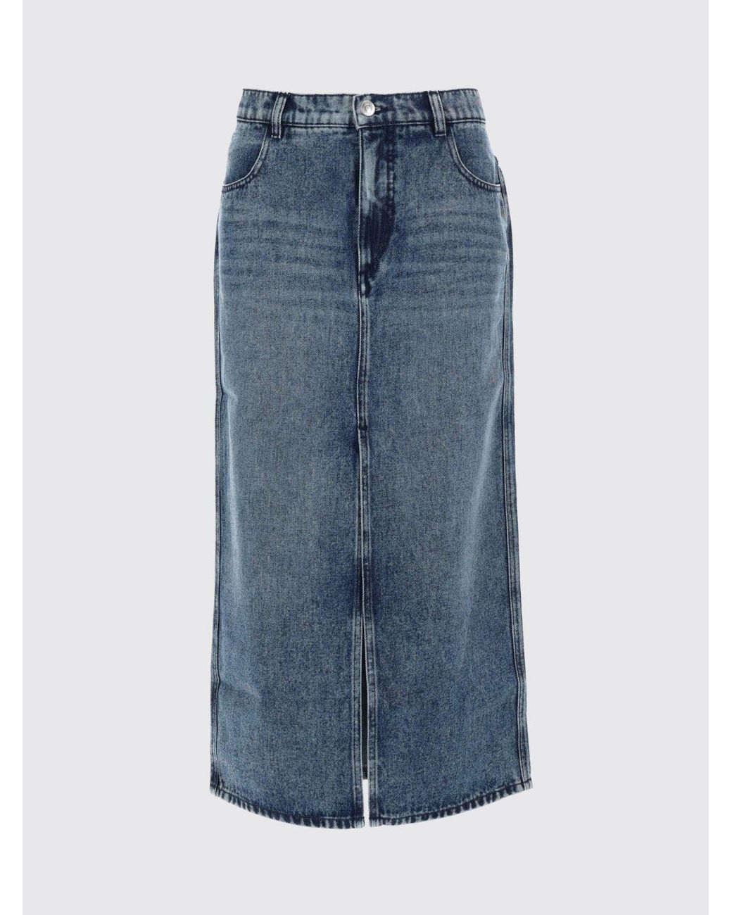 Isabel Marant Blue High-Waisted Lyocell Denim Midi Pencil Skirt With Front Slit