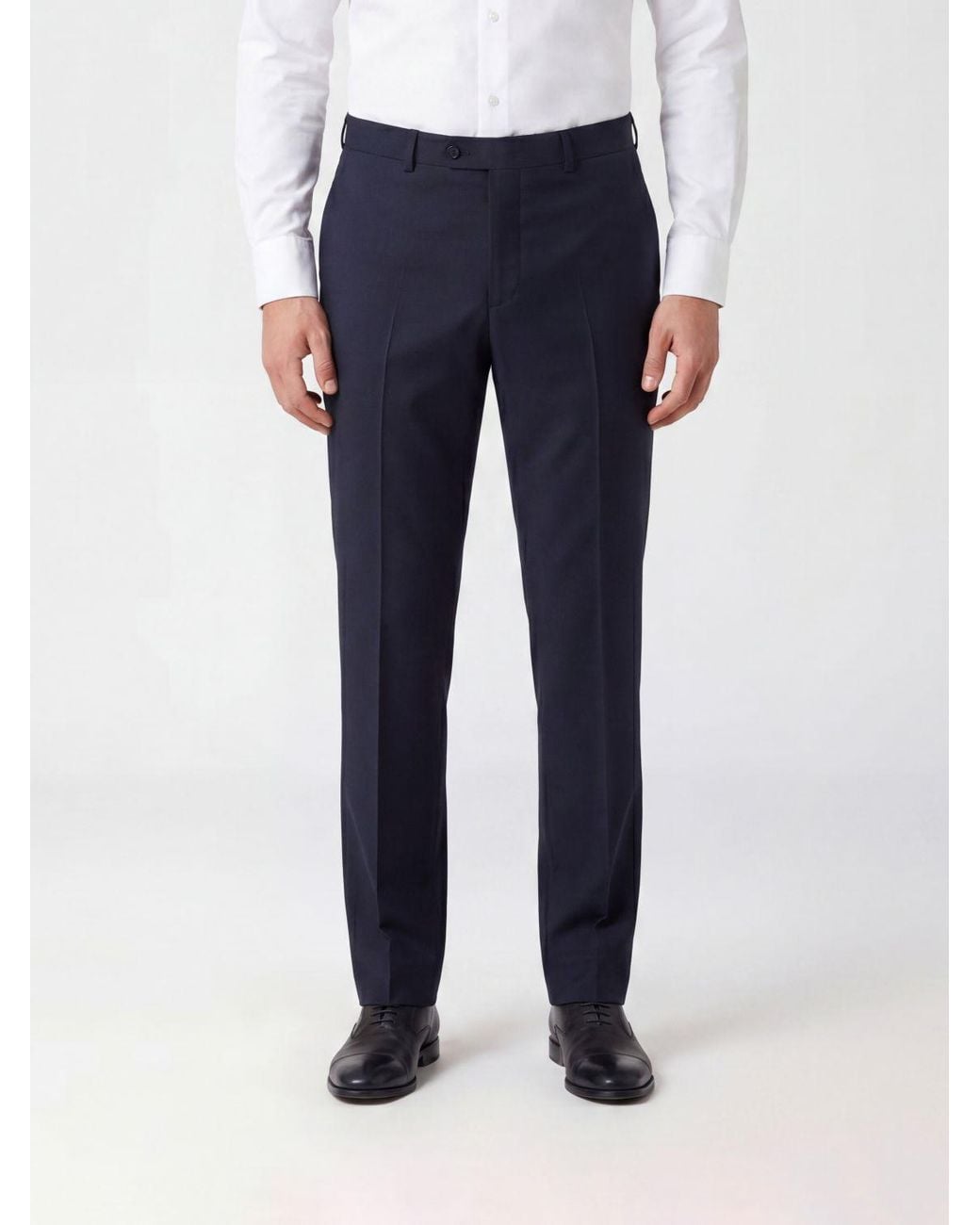 sunflower Blue Slim Fit Virgin Wool Tailored Trousers With Off-Centre Closure for men