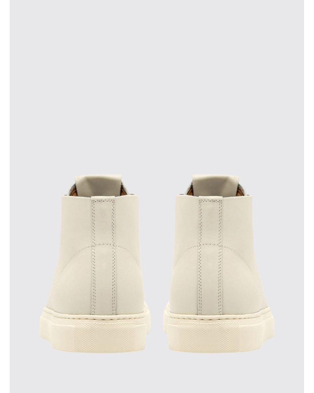 Buttero Natural Leather Lace-Up High-Top Trainers With Tone-On-Tone Logo