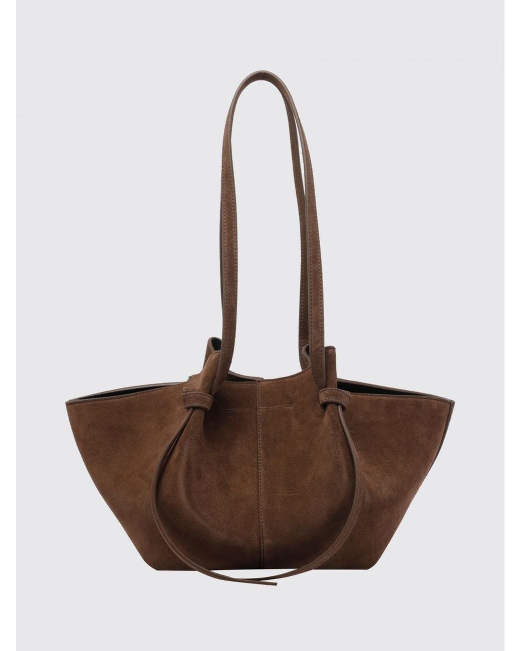 Yuzefi Brown Mochi Flared Suede Calfskin Leather Shoulder Bag