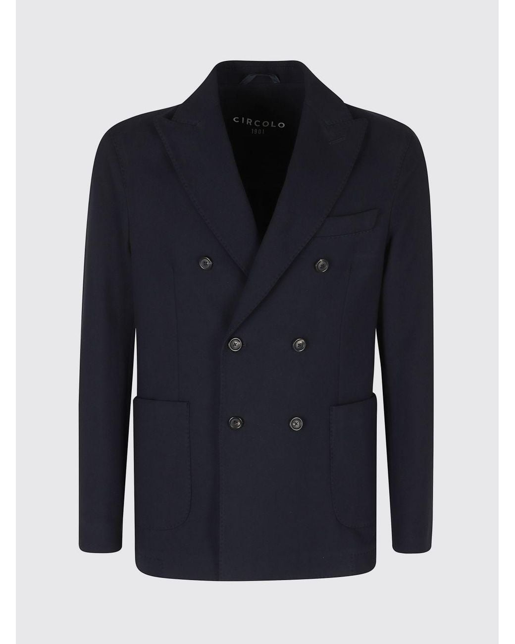 Circolo 1901 Blue Slim Fit Double-Breasted Cashmere Blazer for men
